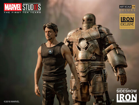 Statuette - Iron Man -  Tony Stark Et Mark I - Mcu 10 Years 1/10